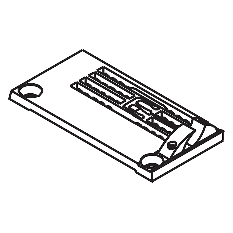 Y3108134D Needle Plate with Fabric Guide — Needle Plate with Fabric Guide for Yamato Coverstitch Machine Fabric guide is adjustable and removable, can be adjusted according to the thickness of the fabric. Suitable for machine: