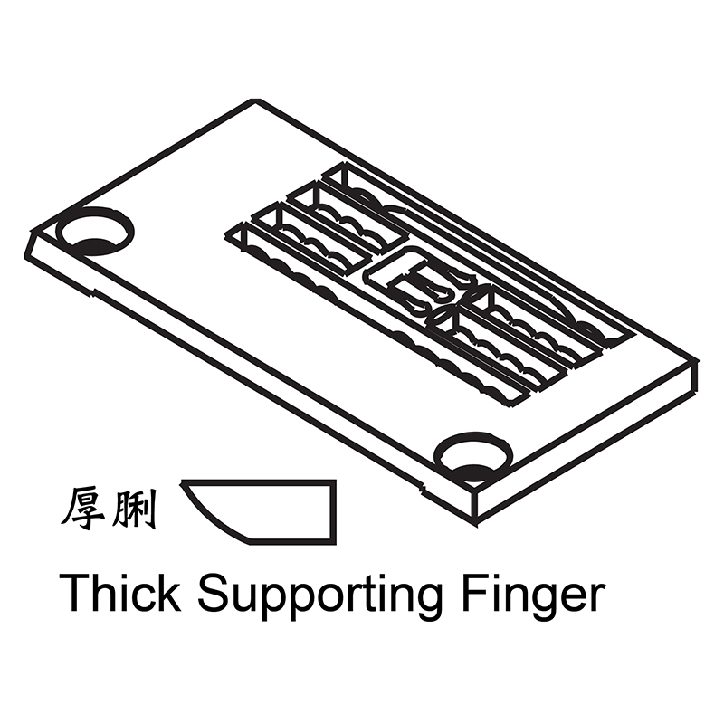 Y94802L Needle Plate — Needle Plate for Yamato Coverstitch Machine Thick supporting fingers for thin material. Suitable for machine: