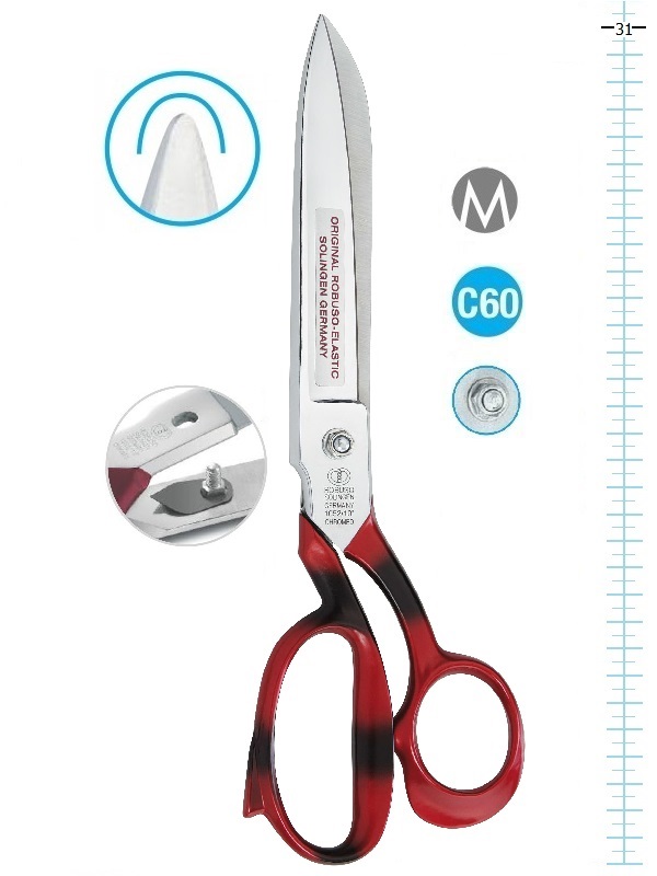 ROBUSO-ELASTIC 1053/CR-RD Solingen scissors for cutting slippery and stretchy fabrics