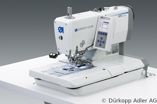 581-341 Dürkopp Adler 1-Needle two thread-chainstitch CNC-controlled buttonholer Clamp- or dog bottom feed and/or clamp-, dog- oder rail top feed (0581 990007 008)