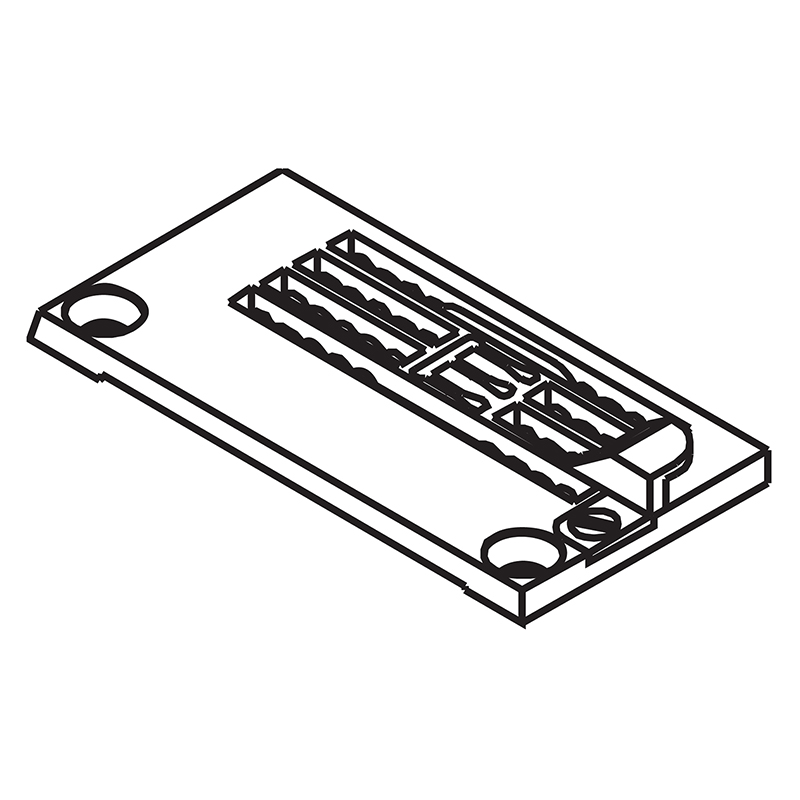 S08724-001G Needle Plate with Fabric Guide — Needle Plate with Fabric Guide for Brother Coverstitch Machine Suitable for machine: