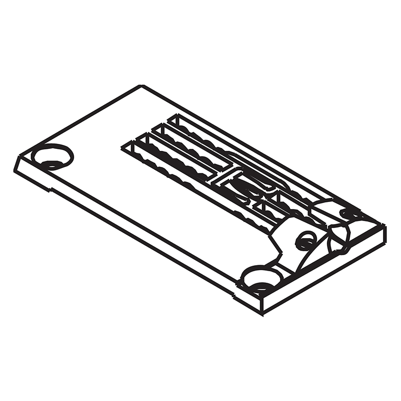 206277C Needle Plate with Fabric Guide — Needle Plate with Fabric Guide for Pegasus Coverstitch Machine Fabric guide is adjustable and removable. Suitable for machine: