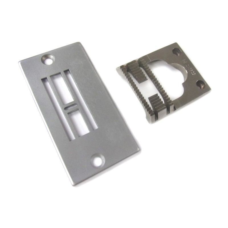 210603 Needle Plate + 210523 Feed Dog — Needle Plate and Feed Dog for Singer / Juki Zigzag Machine 210603 Needle Plate Needle Hole Width : 6mm 210523 Feed Dog Teeth Width : 13.5mm Teeth in Mid-row : 6T + 9T