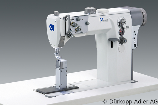 868-190020-M Одноигольная машина челночного стежка с колонковой платформой. Нижний, игольный транспортеры и верхний альтернирующий транспортер лапка  Встроенный привод M-TYPE (0868 990201 015)
