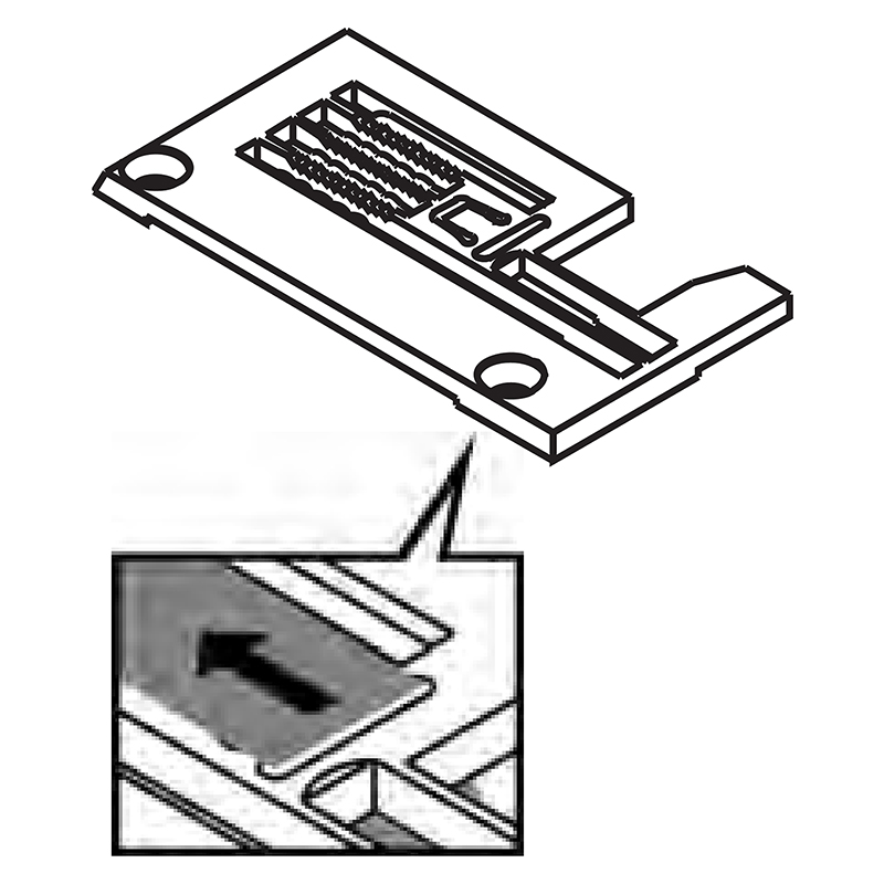 257050B40A Needle Plate — Needle Plate for Pegasus Coverstitch Machine Suitable for machine: