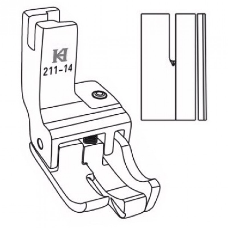 211-14 Dual Compensating Feet — Dual Compensating Feet Enable to obtain 2 different stitching margins without changing presser foot. Adjustable Size: 1/16" &1/4" Can substitute 3/16" double needle seam.