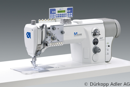 867-190125-M Одноигольная машина челночного стежка с плоской платформой. Нижний, игольный транспортеры и верхний альтернирующий транспортер лапка  Встроенный привод M-TYPE  (0867 990223 021)