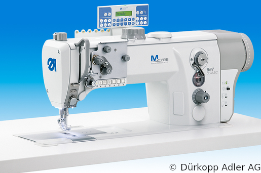 867-190145-M Одноигольная машина челночного стежка с плоской платформой. Нижний, игольный транспортеры и верхний альтернирующий транспортер лапка  Встроенный привод M-TYPE (0867 990220 001)