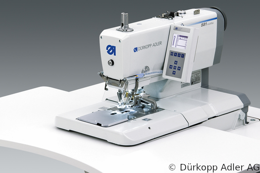 581-321 Dürkopp Adler 1-Needle two thread-chainstitch CNC-controlled buttonholer Clamp- or dog bottom feed and/or clamp-, dog- oder rail top feed (0581 990006 050)