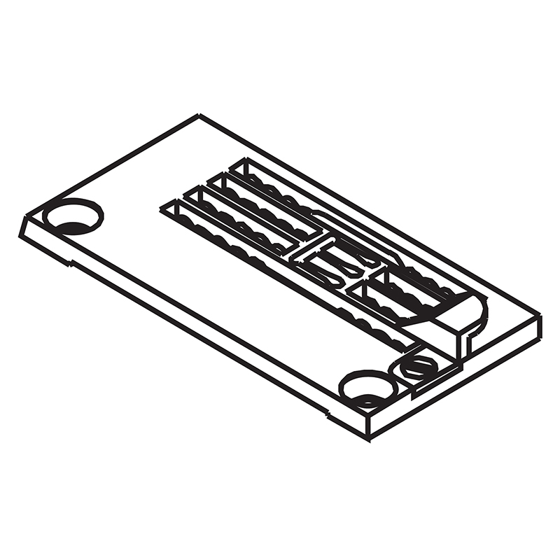 257018G56 Needle Plate with Fabric Guide — Needle Plate with Fabric Guide for Pegasus Coverstitch Machine Suitable for machine: