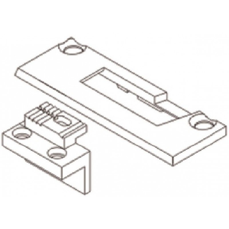 10665F Needle Plate + 10805F Feed Dog — Needle Plate and Feed Dog for Seiko LSW-8BL 10665F Needle Plate Hole Size : 31.5 x 9.5mm 10805F Feed Dog Feeding Size : 15.8 x 9mm