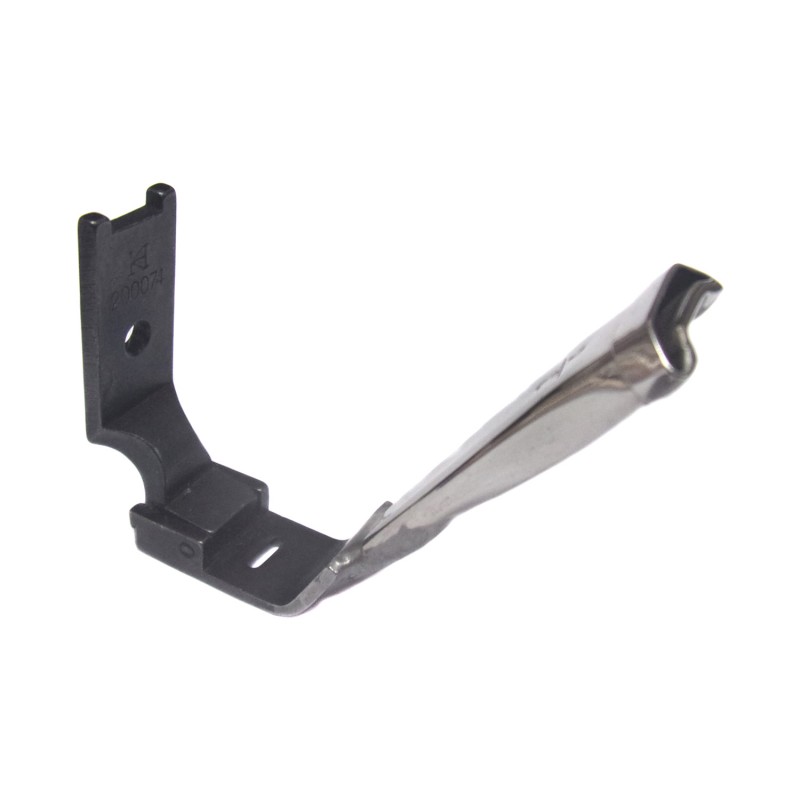 200074 Tape Attaching Foot — Grooved Tape Attaching Foot for Singer / Juki Zigzag Machine Tape Size: 3/4" Finished Size: 5/16" Needle Hole Width : 6mm Presser Foot Width : 14mm