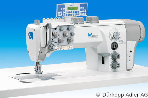 867-290342-M Dürkopp Adler 2-Needle lockstitch flatbed bottom feed, needle feed and alternating foot top feed, integrated sewing drive sewing machine (0867 990210 038)