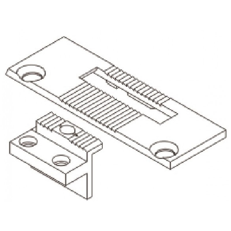 10665 Needle Plate + 10805 Feed Dog — Needle Plate and Feed Dog for Seiko LSW-8BL 10665 Needle Plate Hole Size : 31.5 x 6.8mm 10805 Feed Dog Feeding Size : 20 x 6.2mm