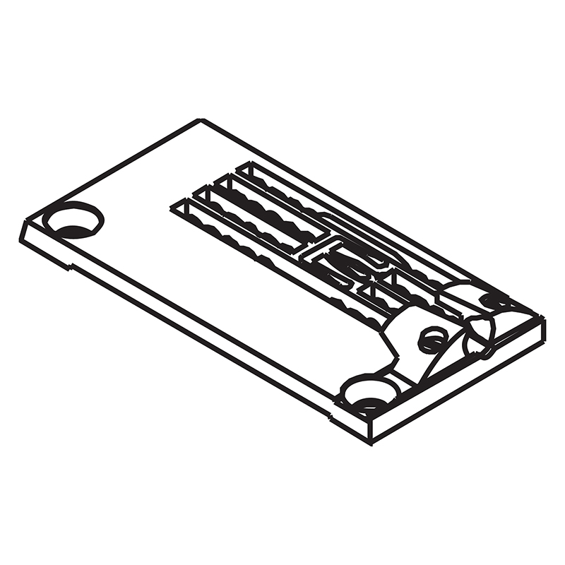 14-854C Needle Plate with Fabric Guide — Needle Plate with Fabric Guide for Kansai Special Coverstitch Machine Fabric guide is adjustable and removable. Suitable for machine: