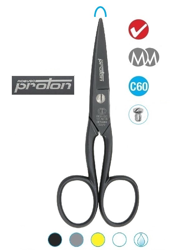 ROBUSO-proton 322/S/5" Solingen scissors for cutting impregnated aramid, carbon, and fiberglass fabrics.