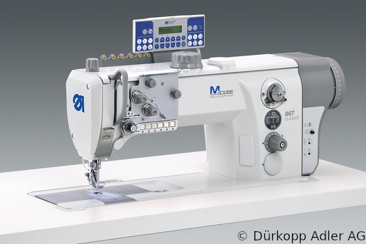 867-190142-M Одноигольная машина челночного стежка с плоской платформой. Нижний, игольный транспортеры и верхний альтернирующий транспортер лапка  Встроенный привод M-TYPE  (0867 990219 013)