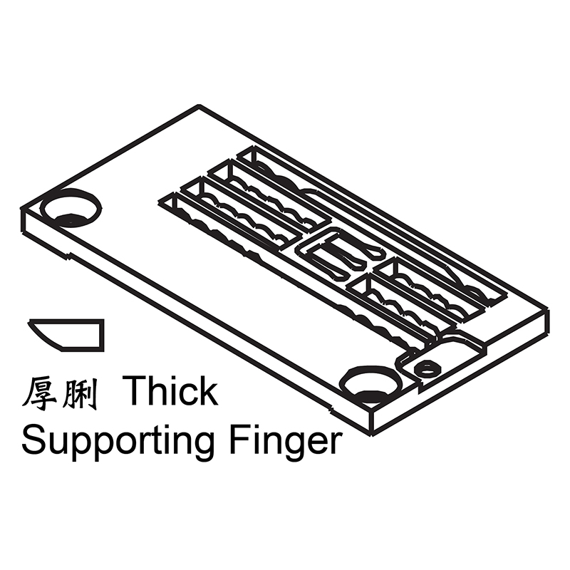 Y3508003L Needle Plate — Needle Plate for Yamato Coverstitch Machine Thick supporting fingers for thin material. Suitable for machine: